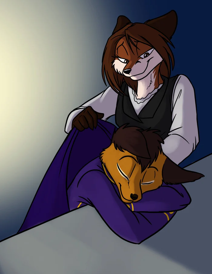Providing a blanket to an exhausted minion. — Art by Foxena