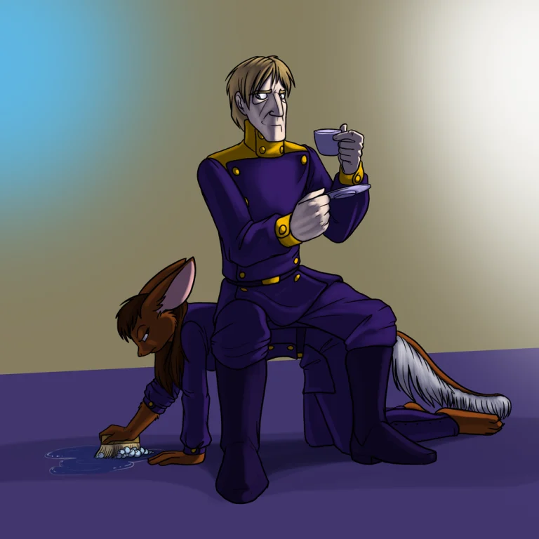Darius providing discipline. — Art by Foxena