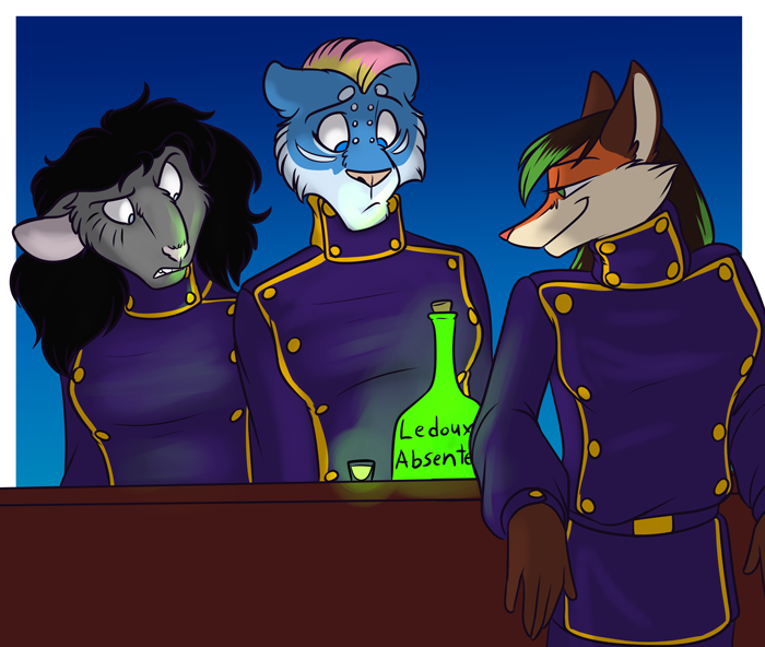 A special absinthe cocktail. — Art by Foxena