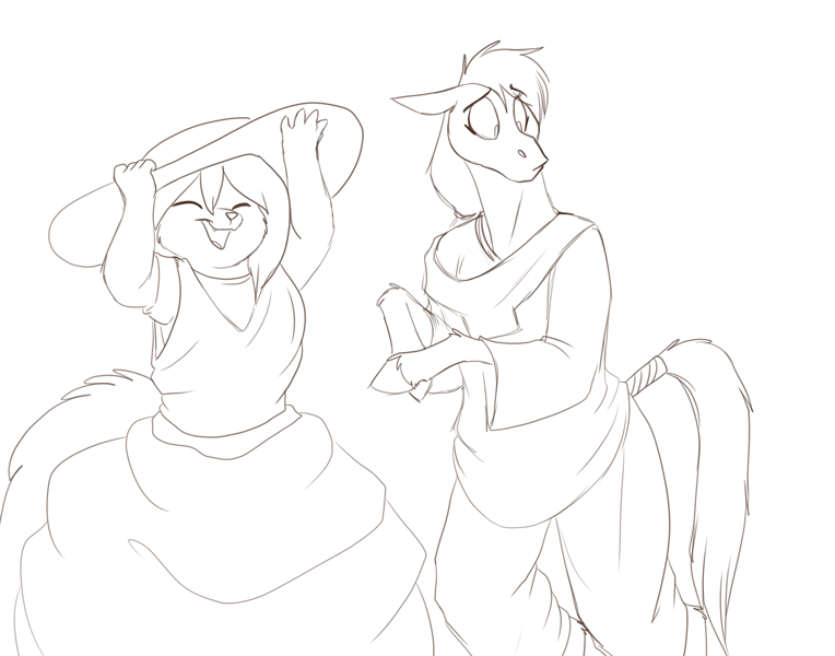 Rain and Selene play dress-up. — Art by Foxena