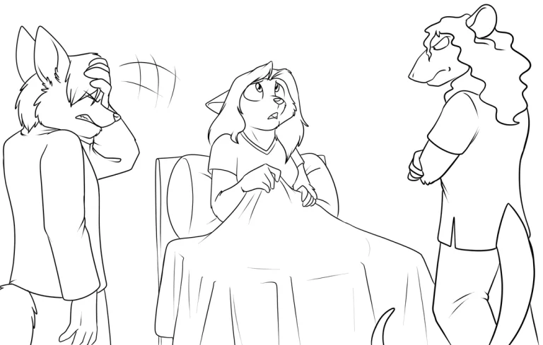 Ending up in the hospital after yet another miscalculation. — Art by Foxena