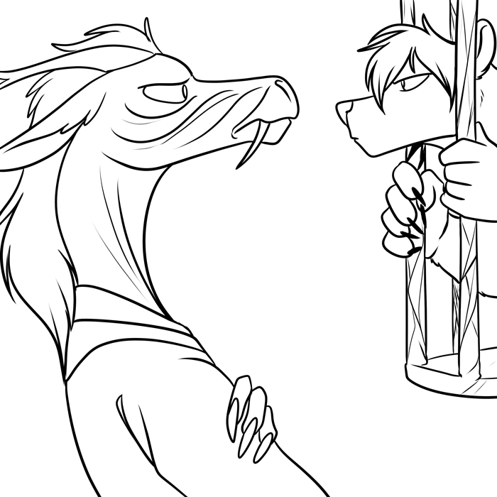 Inktober 2019 - Pahili inspecting the prisoners. — Art by Foxena