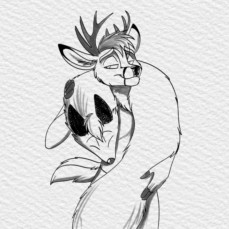 Inktober 2021 - Harvey wears Dean as a stole again. — Art by Foxena