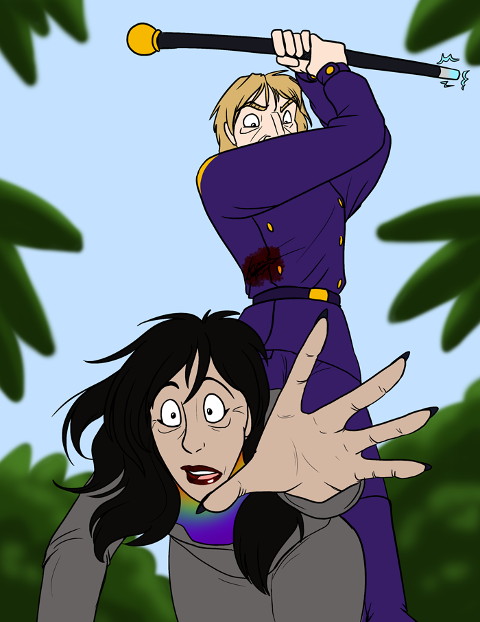 Darius has had enough of Beryl's schemes. — Art by Foxena