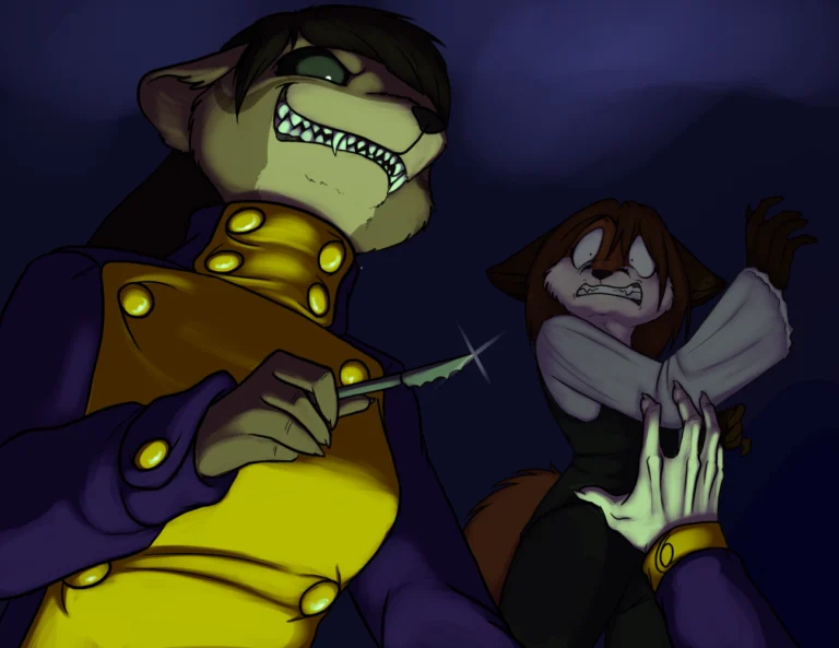 Sagitar punishing a prisoner. Or, Sagitar working on her doctor's certification. — Art by Foxena