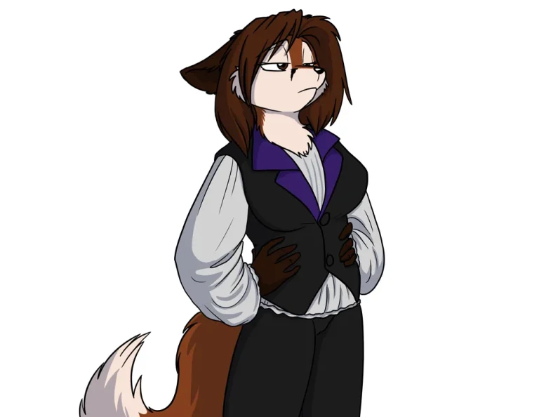 Overlord Fox in her office uniform. — Art by Foxena
