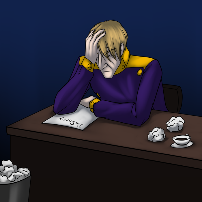 Darius trying to find the words to apologize. — Art by Foxena