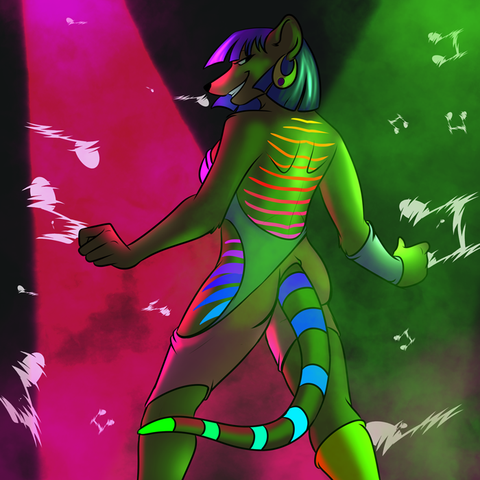 Brambi performing on stage. — Art by Foxena