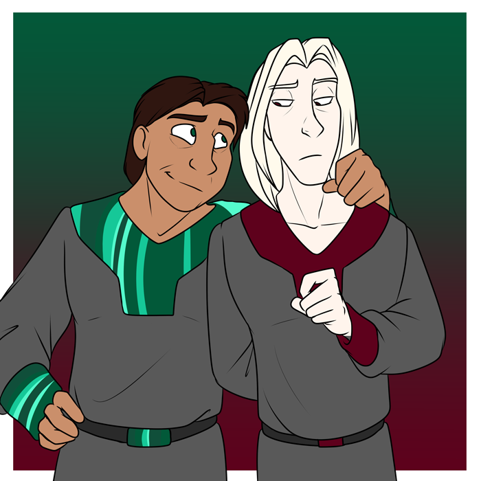 Malachite and Cinnibar, best buddies(?) — Art by Foxena