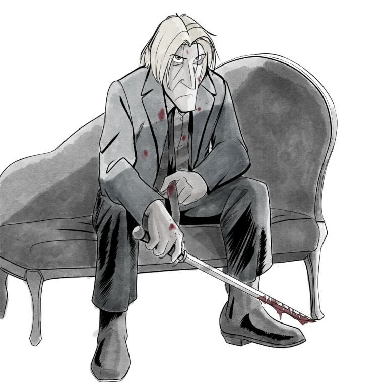 Darius, brooding. — Art by Foxena