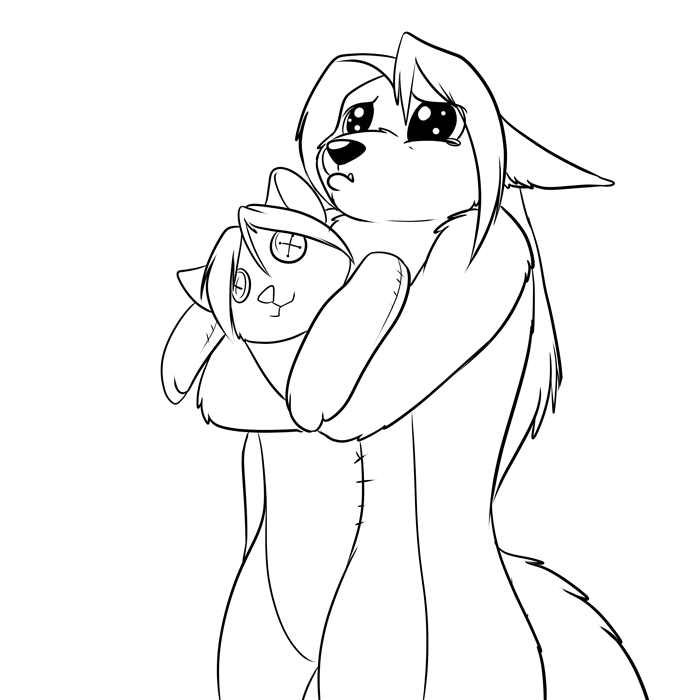 Inktober 2017 - Werewolf Hector and his stuffie. — Art by Foxena