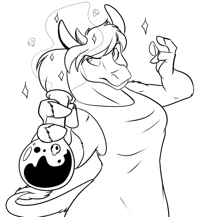 Inktober 2017 - Fenriria preparing a special potion. — Art by Foxena