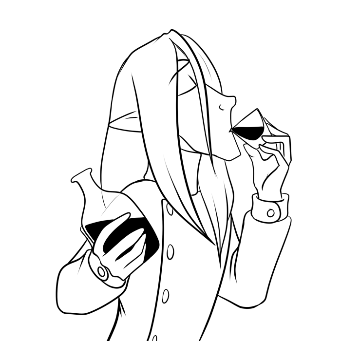 Inktober 2018 - Hector drinking even more of his medicine. — Art by Foxena