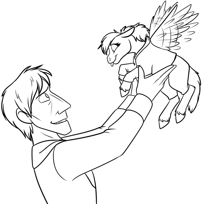Inktober 2019 - Darius lifting up his daughter. — Art by Foxena