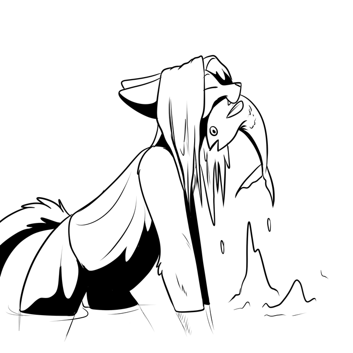 Inktober 2019 - Artemis catching feesh. — Art by Foxena