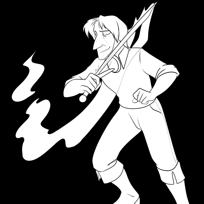 Inktober 2020 - Darius wielding his blade and the fire gem. — Art by Foxena