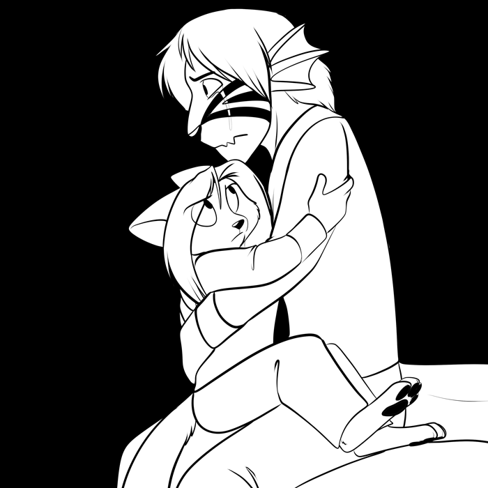 Inktober 2020 - Artemis comforting Silver. — Art by Foxena