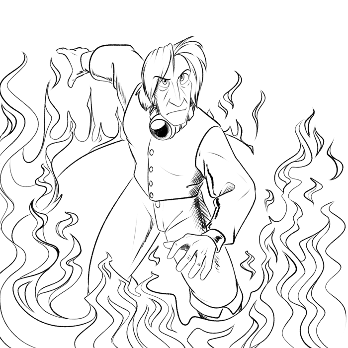 Inktober 2022 - Darius using the fire gem. — Art by Foxena