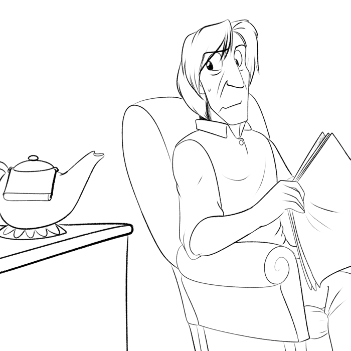 Inktober 2022 - Counting down the seconds until the tea is ready. — Art by Foxena