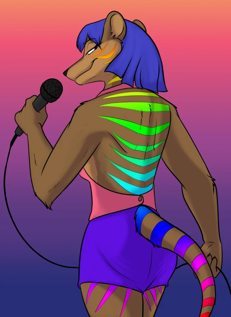 Brambi preparing to take the stage. — Art by Foxena