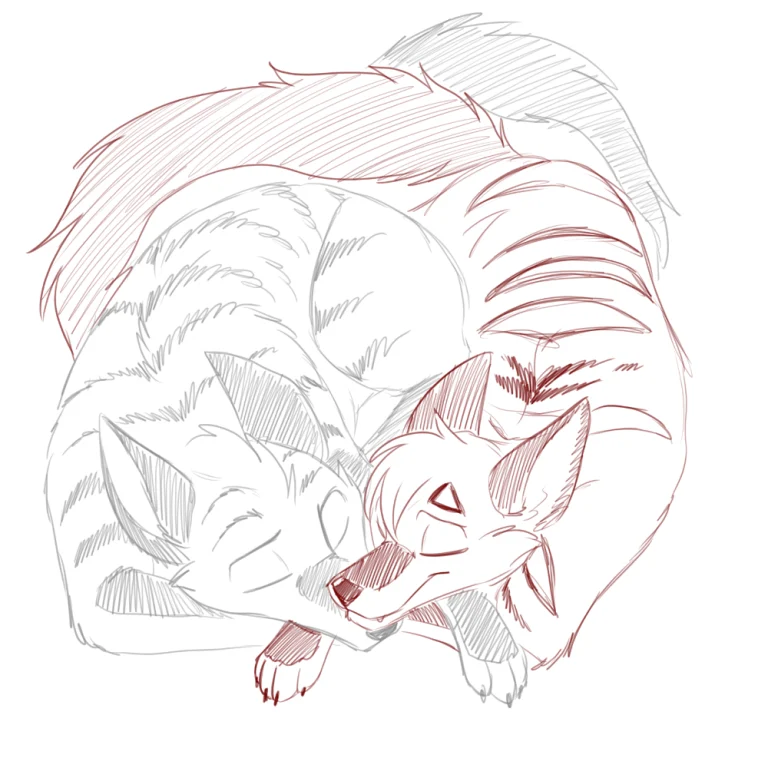 Dire cuddle pile. — Art by Foxena