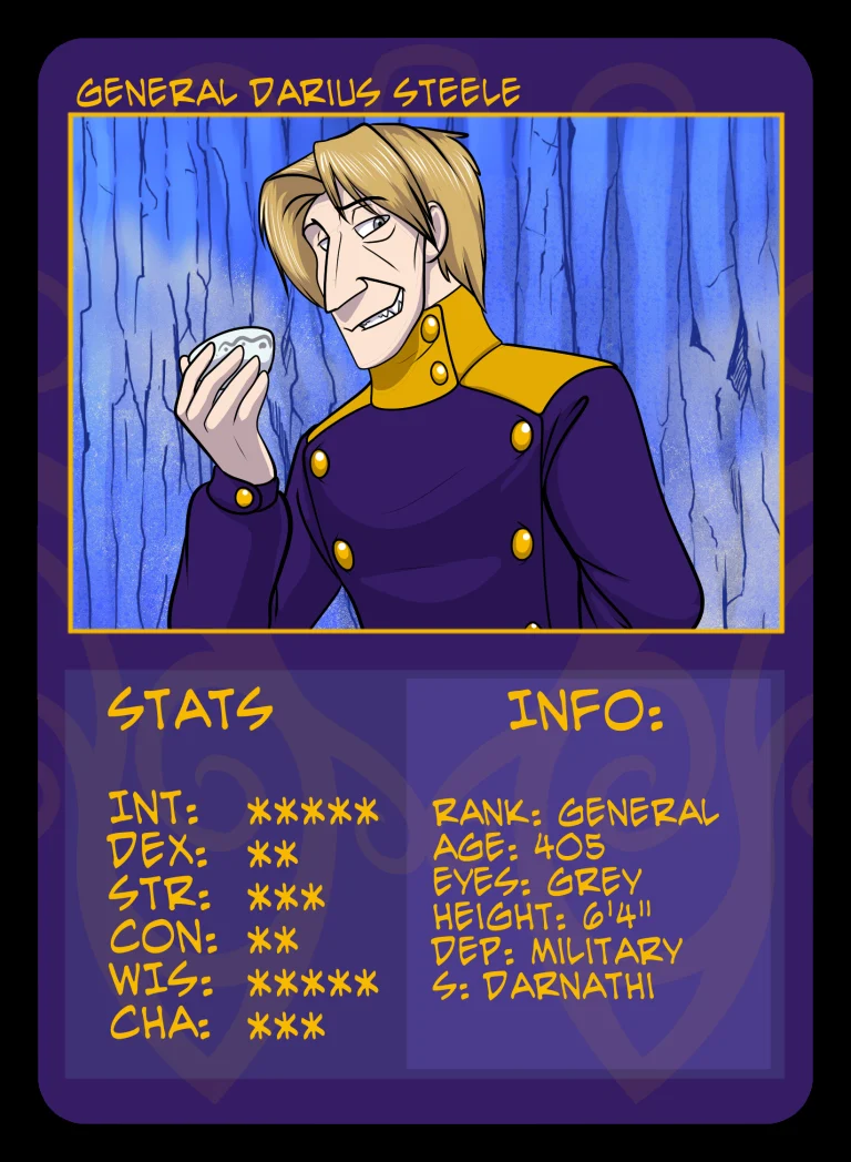 Minion trading card: Darius Steele. — Art by Foxena