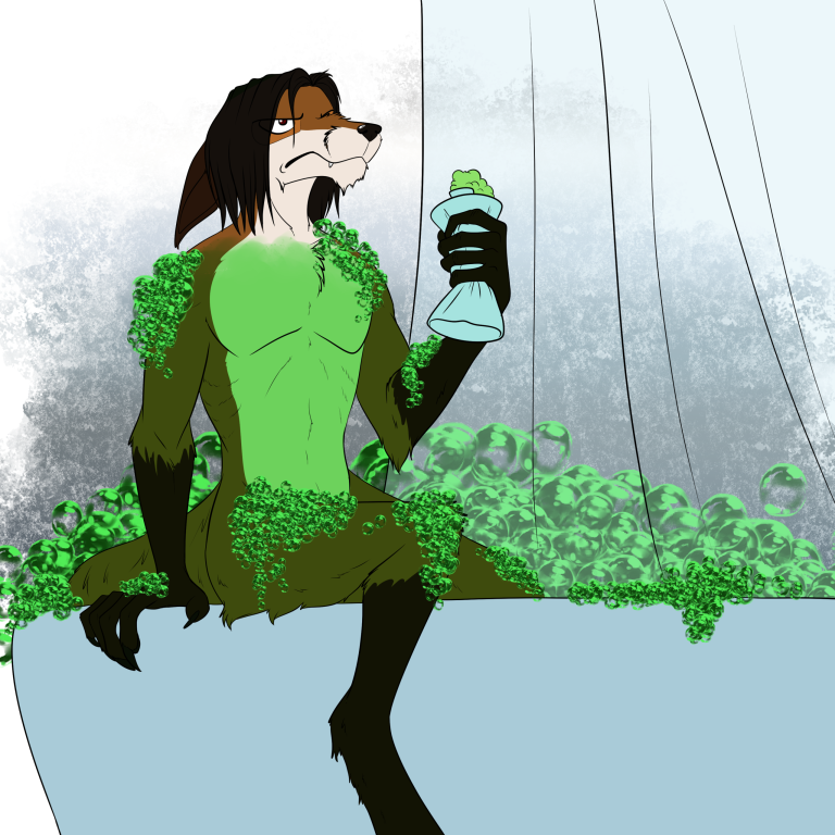 Cabayo falls victim to the classic shower prank. — Art by Foxena
